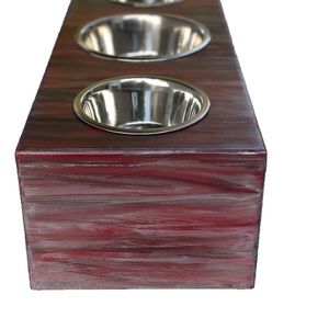 Stonewon Designs Dining Winter Plum 3 Bowl Dog Feeder Dog Bowl